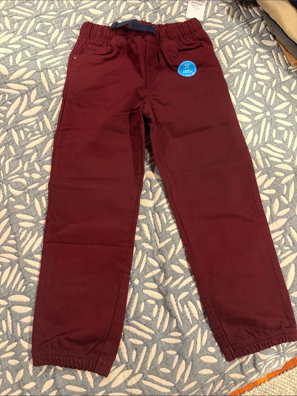 Carter's Maroon Elastic Waist Jogger Pants